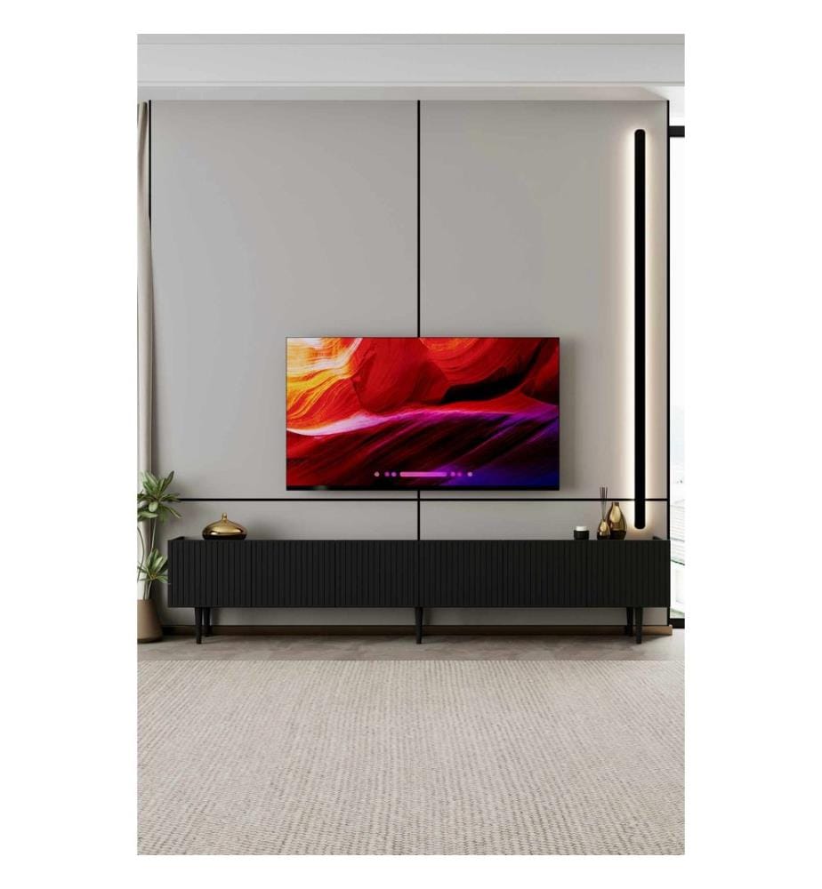 Meuble TV, MDF 100 % stratifié, noir