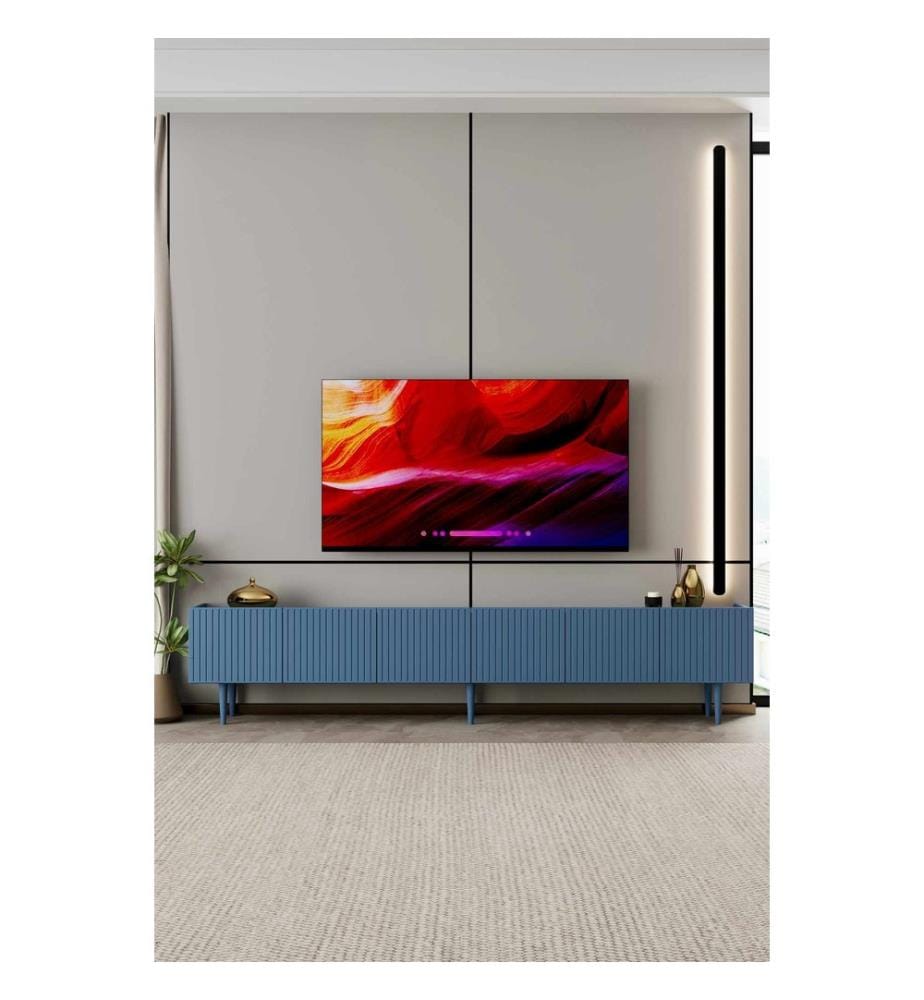 Meuble TV, MDF 100 % stratifié, bleu