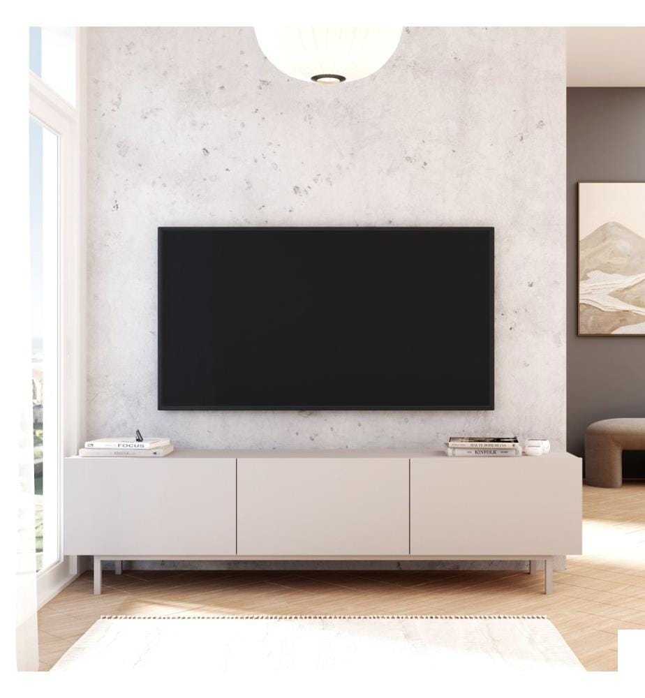 Meuble TV, panneau de particules 100 % mélaminé, couleur sable