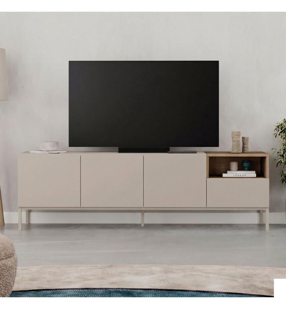 Meuble TV, panneaux de particules 100 % mélaminés, Santstone, chêne Sepet