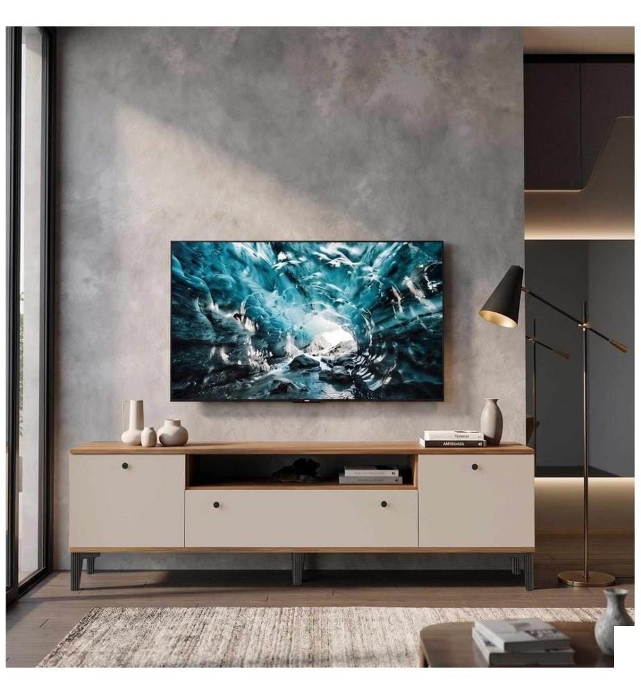 Meuble TV, panneau de particules 100 % mélaminé, noyer
