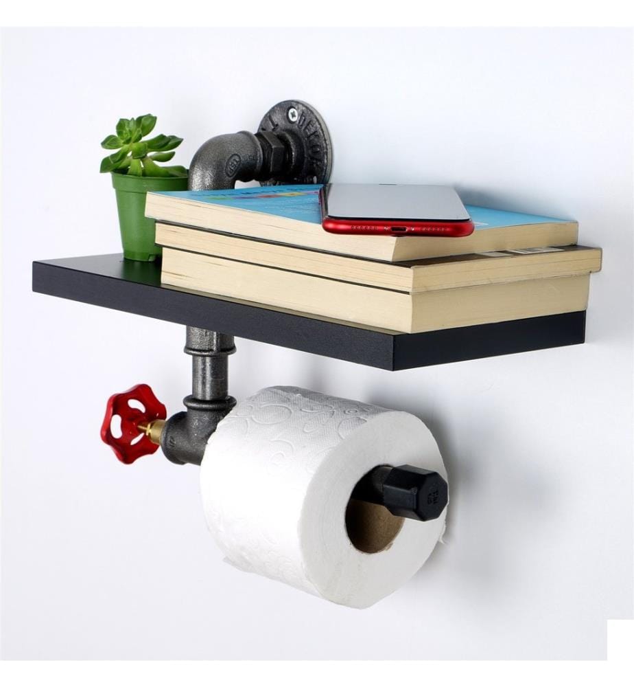 Noir, Support De Papier Toilette, 14X30X22 cm, MDF