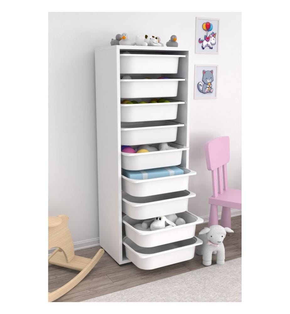 Armoire multifonction, blanche, 100 % PANNEAUX DE PARTICULES REVÊTUS DE MÉLAMINE, pieds en plastique