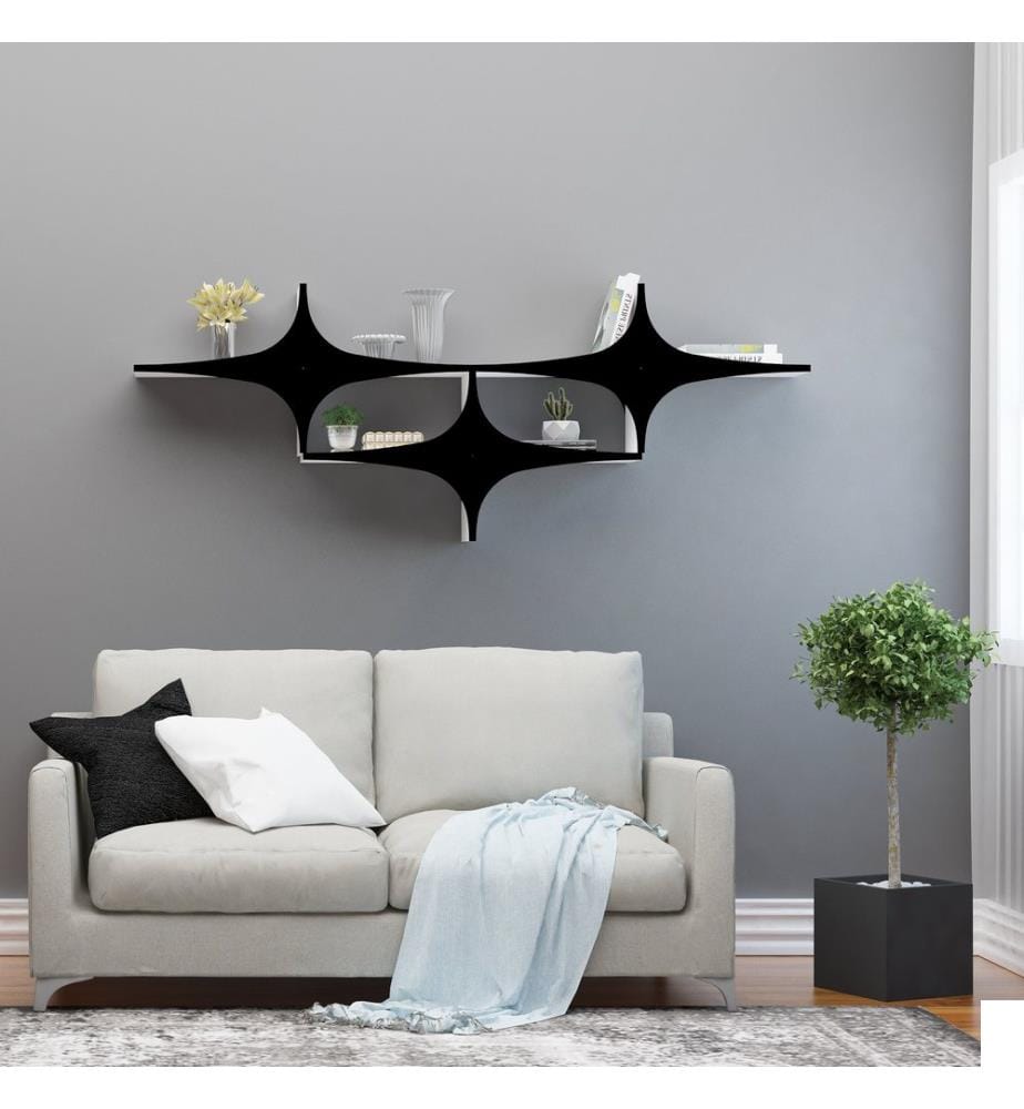 Noir, Étagères Murales, 69X180X20 cm, Plaque De Particules Enrobée De Mélamine