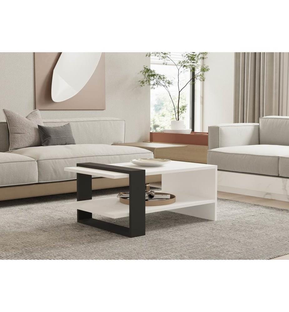 Anthracite, Blancs, Tables Basses, 35X80X55 cm, Plaque De Particules À Revêtement En Mélamine