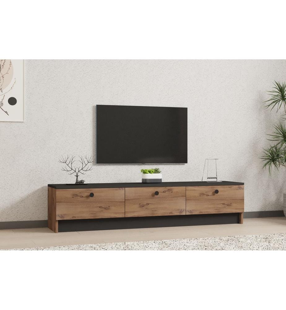Noirs, Armoires De Télévision, 35X160X35 cm, Plaque De Particules Enrobée De Mélamine