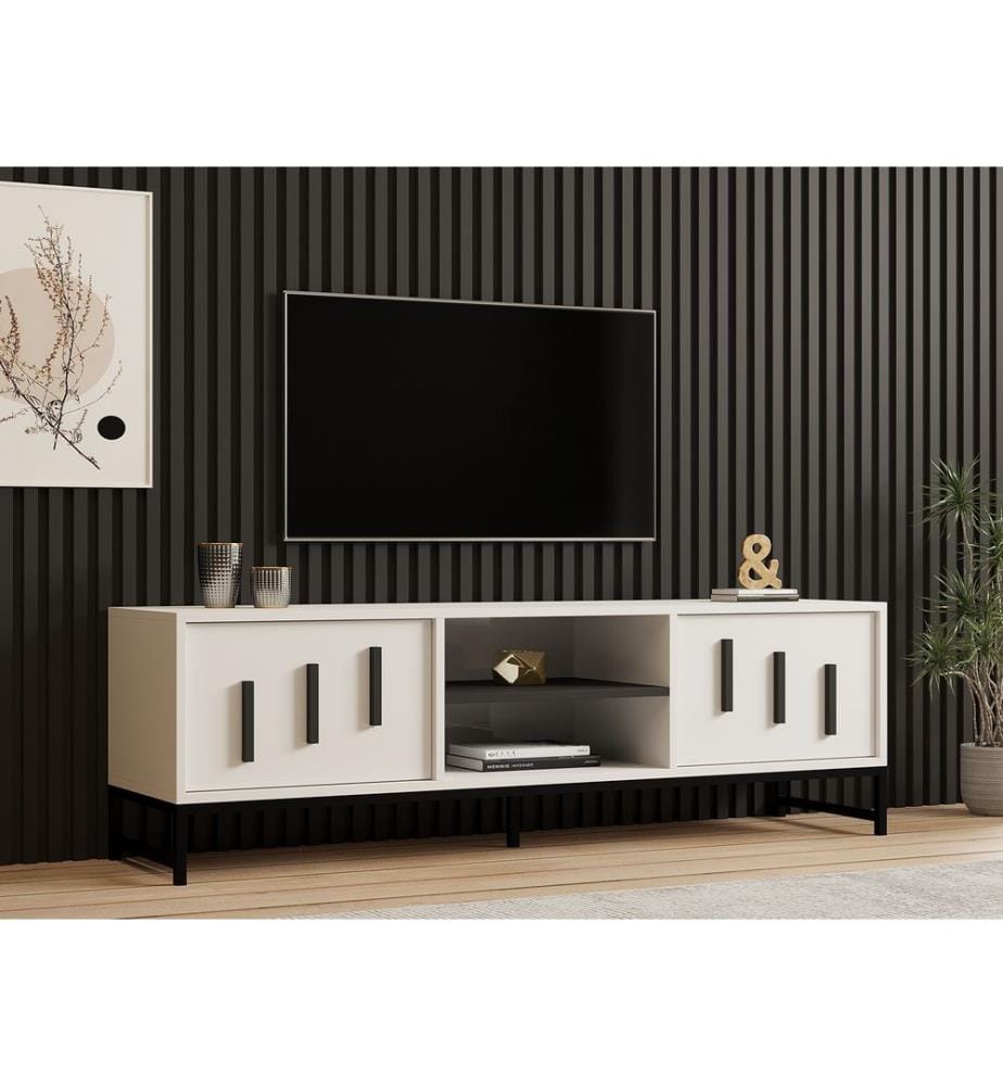 Blanc, Armoires Tv, 50X160X40 cm, Plaque De Particules Enrobée De Mélamine