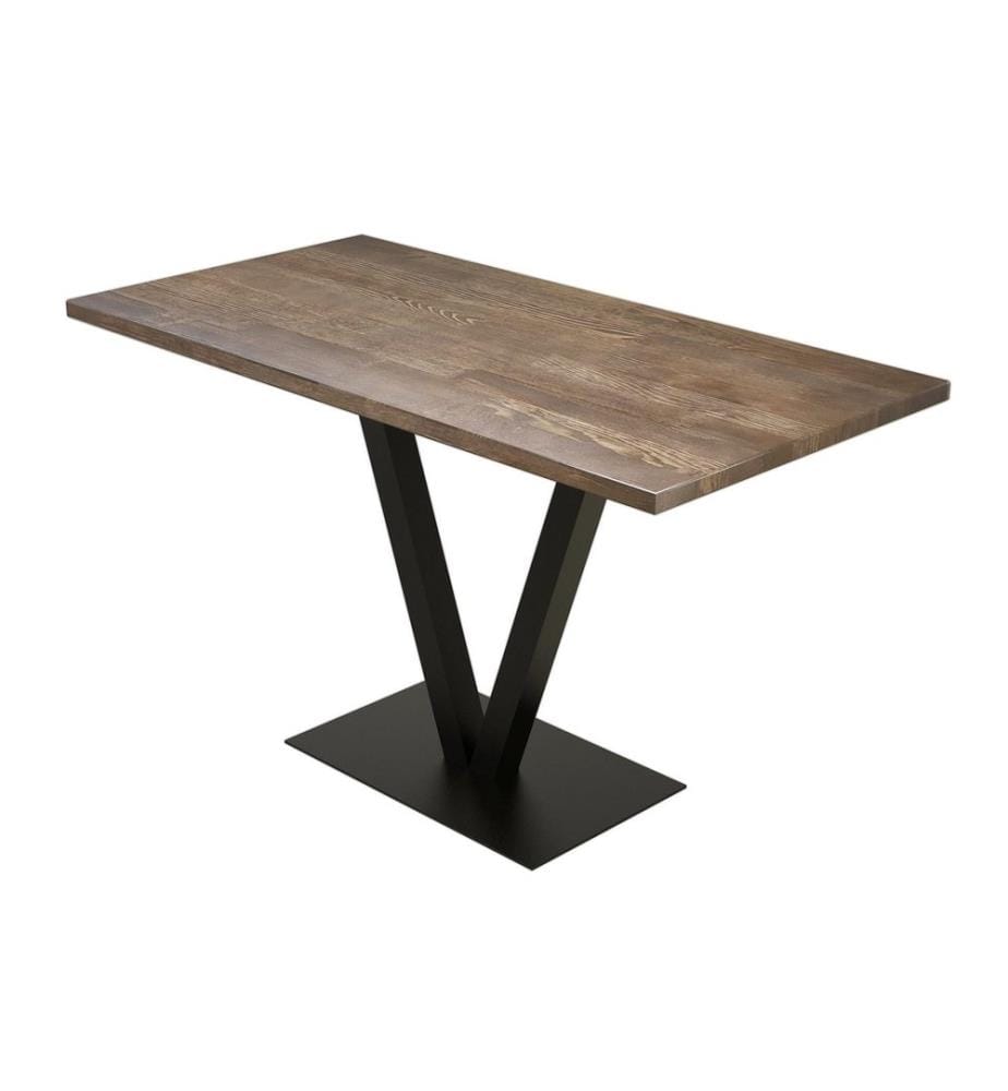 Table de salle à manger, noyer, noir, bois de pin, pieds en métal