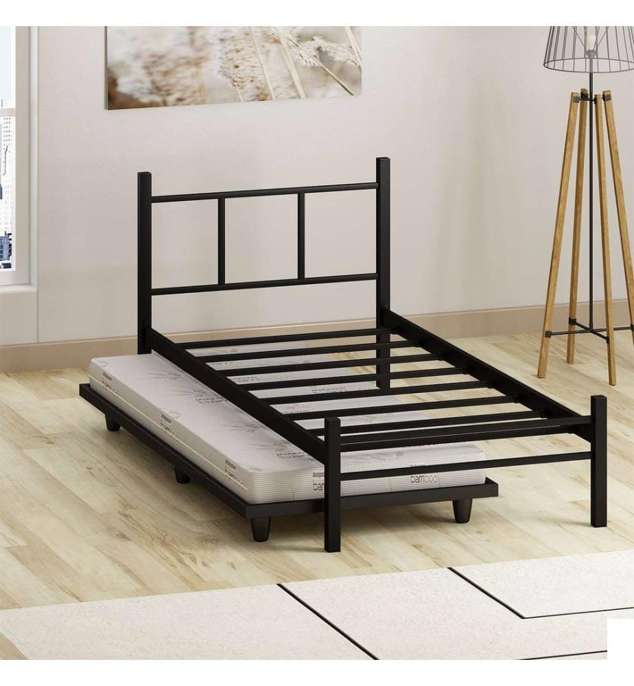 Lits simples, Noir, 100% METAL