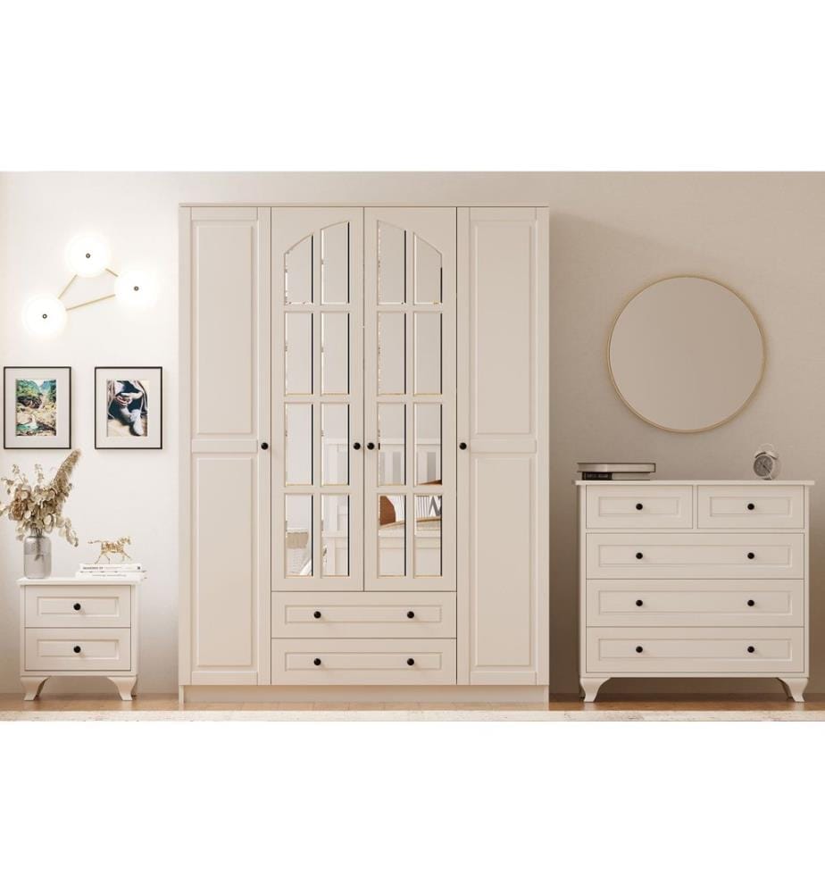 Young Room Set, Matte White, 100% MELAMINE COATED E1 QUALITY CHIPBOARD