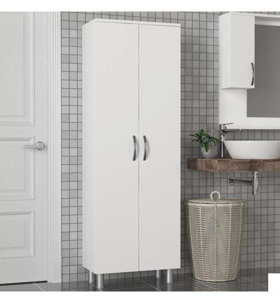 Armoire de toilette, blanc, panneau de particules mélaminé