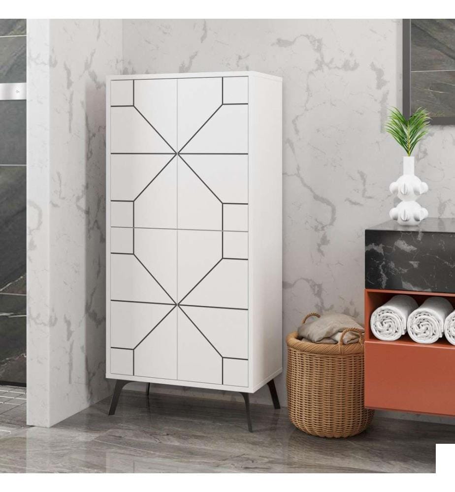 Armoire multifonctions, blanc, panneau de particules mélaminé