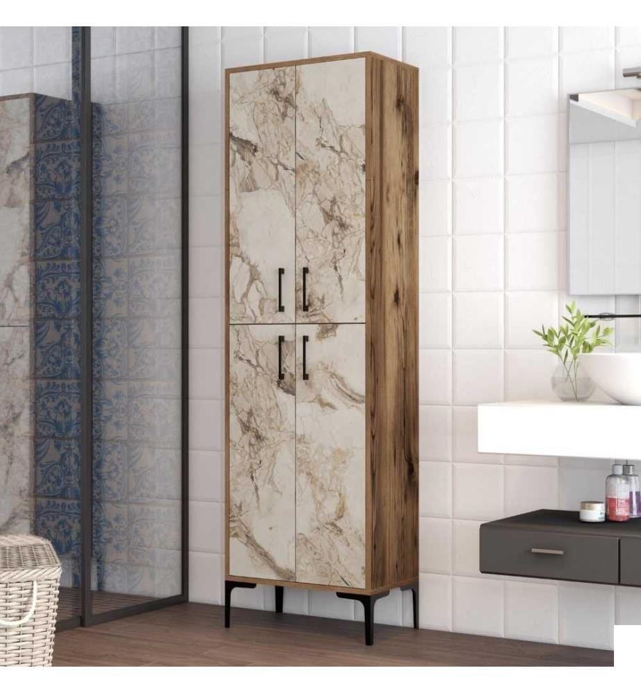Armoire polyvalente, noyer blanc, panneau de particules mélaminé