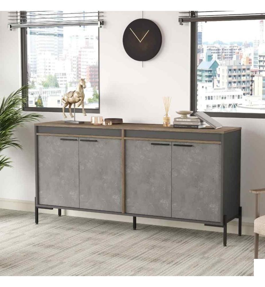 Armoire polyvalente, brun gris anthracite, panneau de particules mélaminé