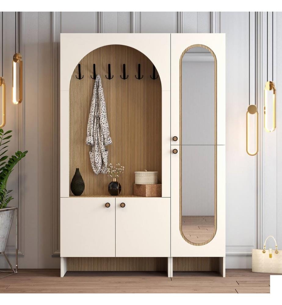Portemanteau, crème, chêne, 100 % panneau de particules mélaminé