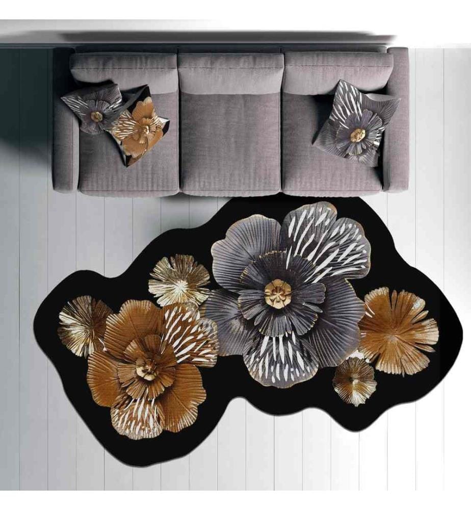 Tapis, Gris, Marron, Blanc, Noir, 100% Polyester, 80 x 120 cm