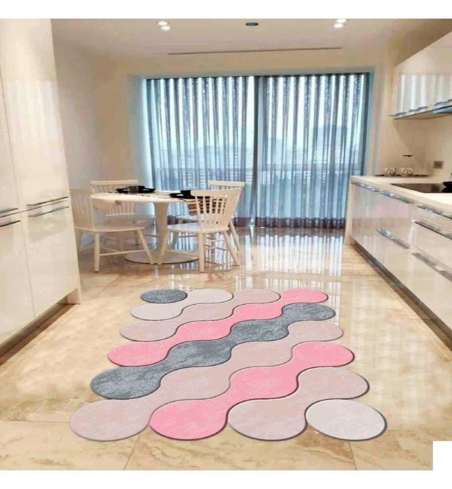 Tapis, rose, lilas, gris, beige, 100% polyester, 80 x 150 cm