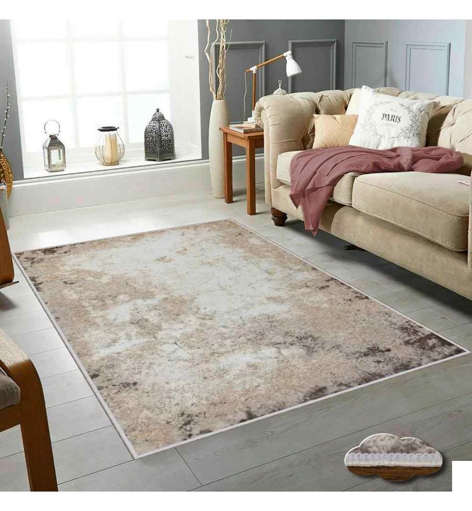 Tapis, Beige, White, Mink, 100% Polyester, 140 x 220 cm