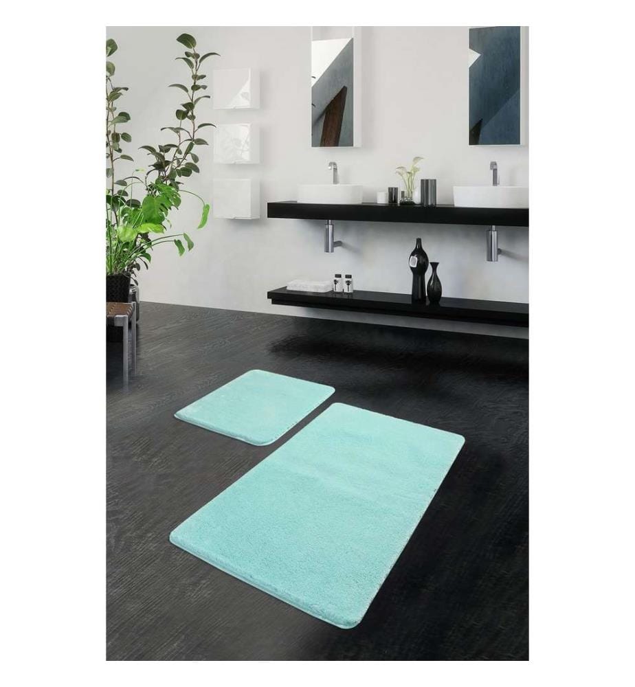 Set de tapis de bain en acrylique, 2 pièces, menthe, 100% acrylique