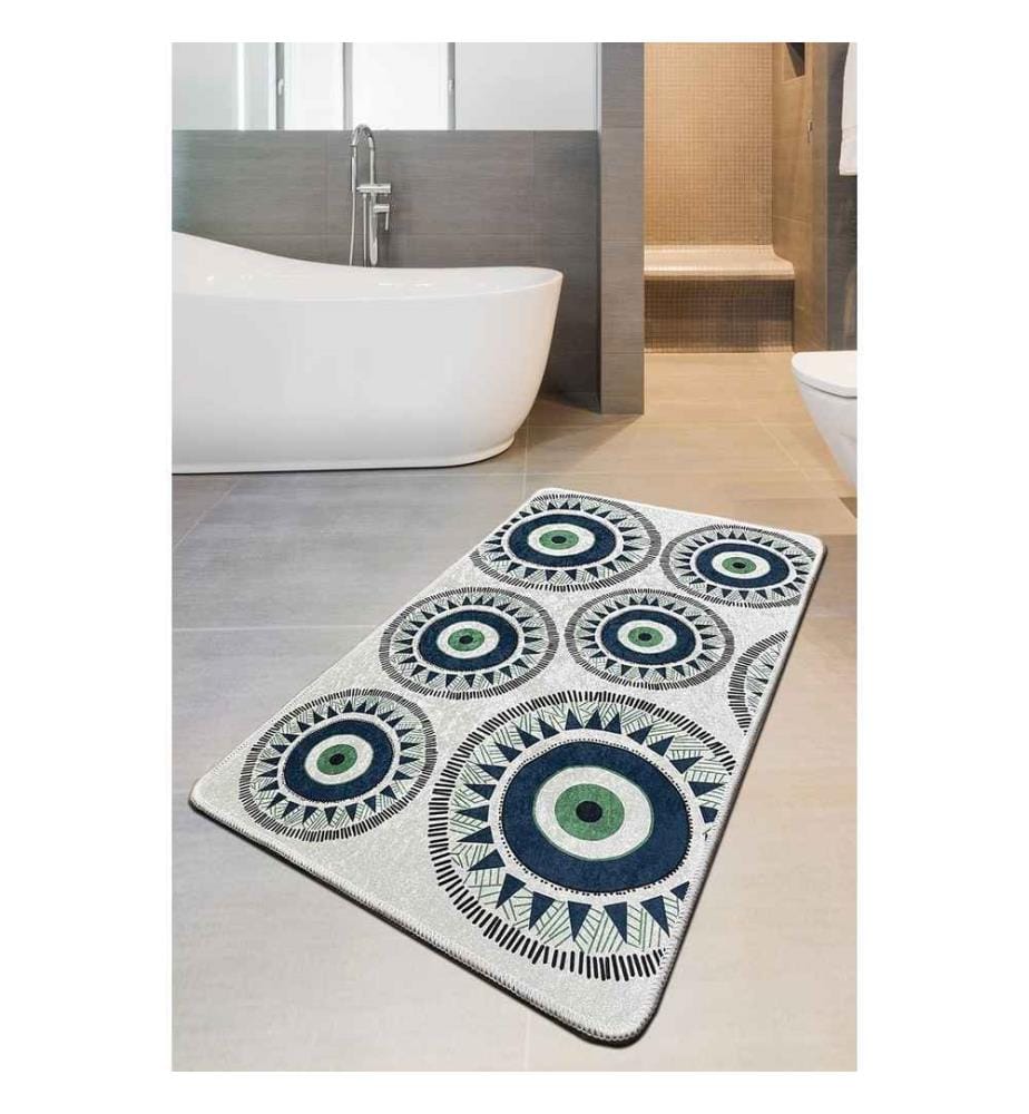 Tapis de bain, gris, bleu foncé, vert, 100% polyester