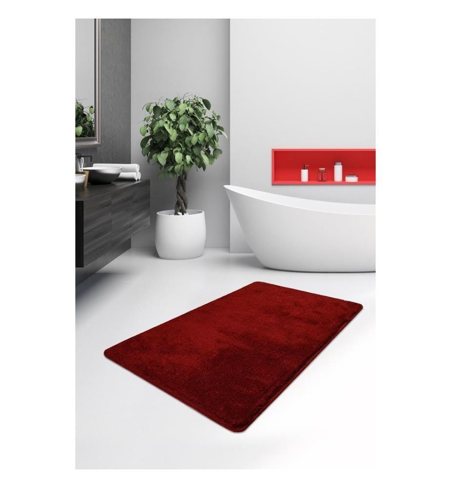 Tapis de bain en acrylique, rouge, 100% acrylique