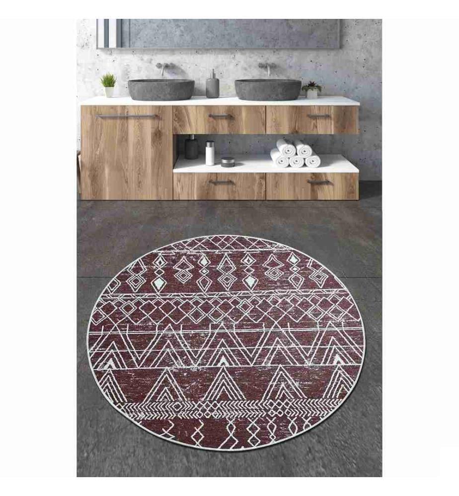 Tapis de bain, rouge bordeaux, blanc, 100% polyester