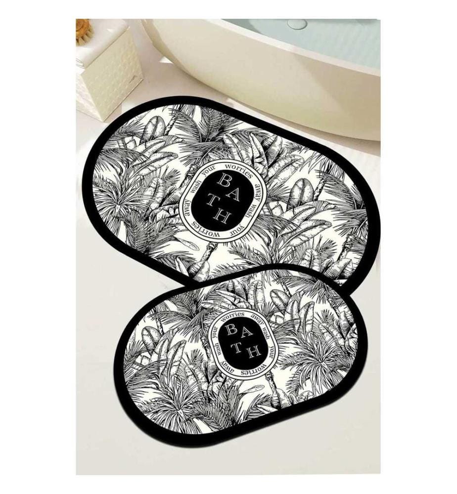Ensemble de tapis de bain, 2 pièces, 100 % polyester, noir