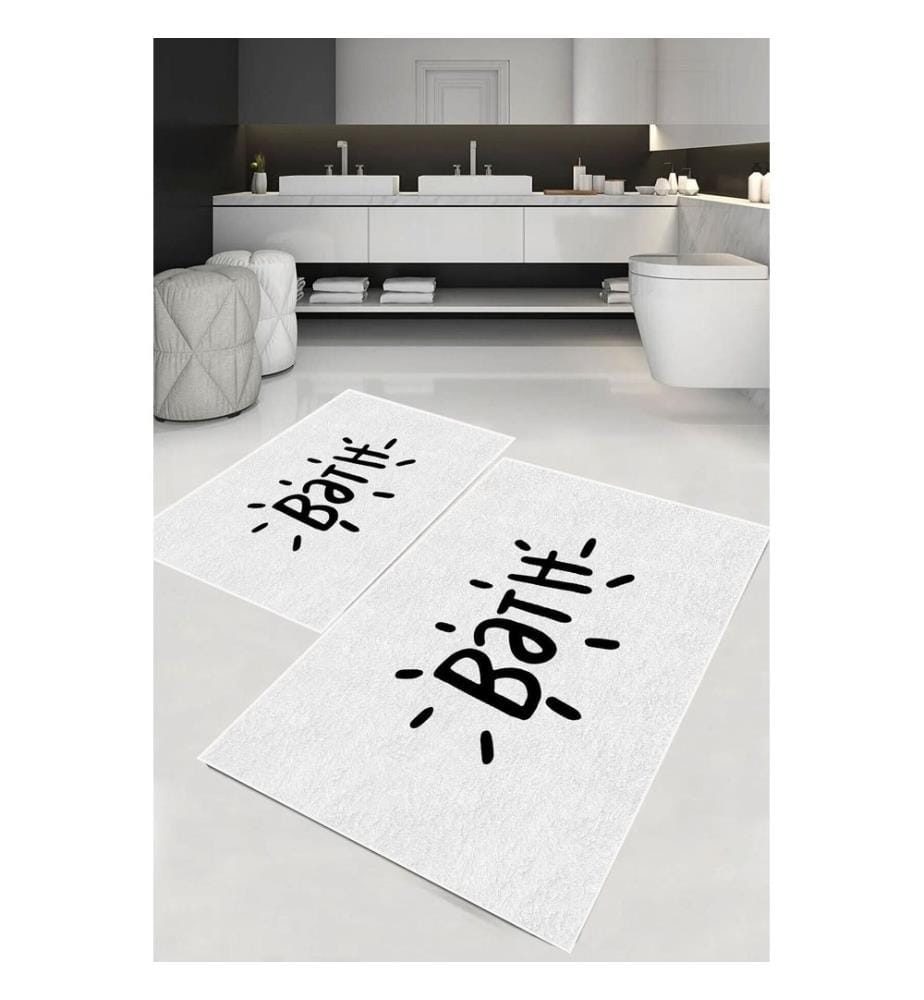 Ensemble de tapis de bain, 2 pièces, 100 % polyester, beige