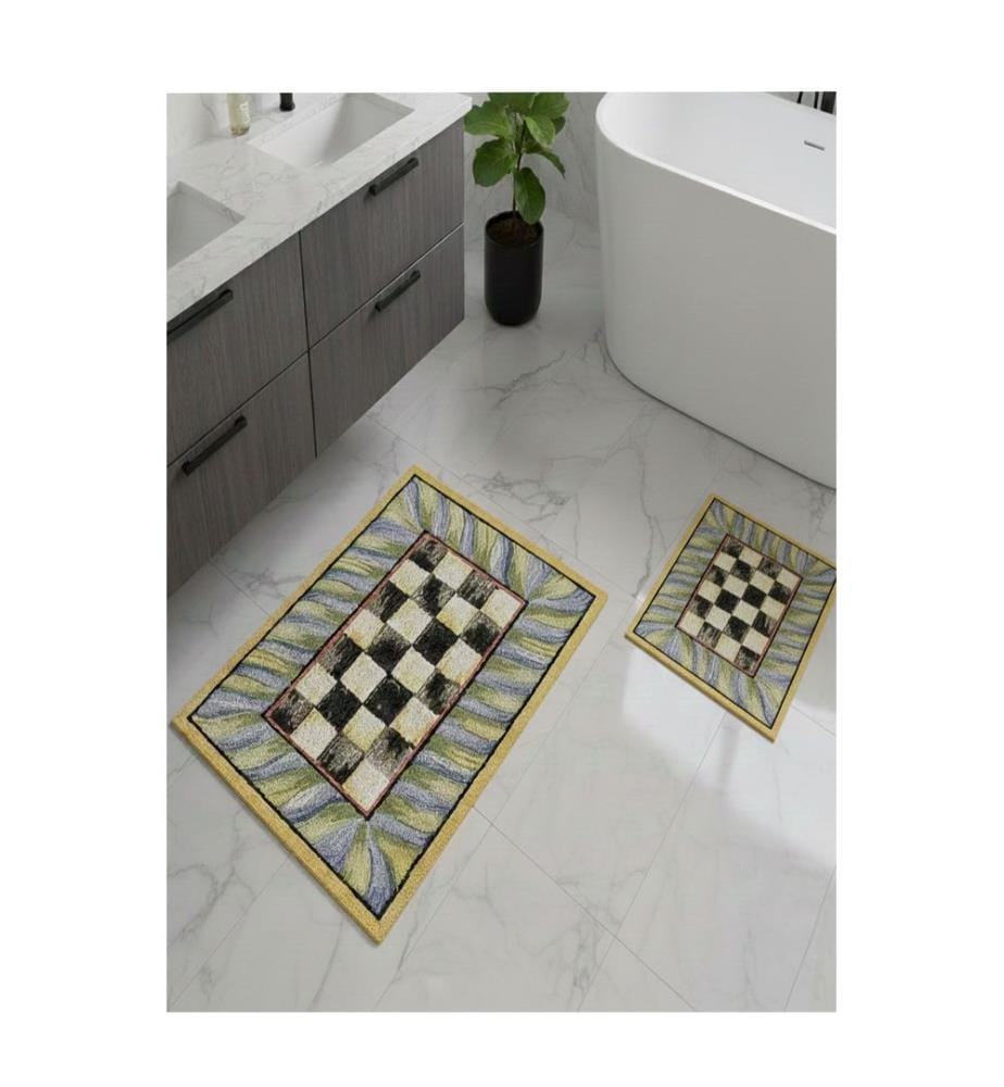 Ensemble de tapis de bain, 2 pièces, 100 % polyester, multicolore