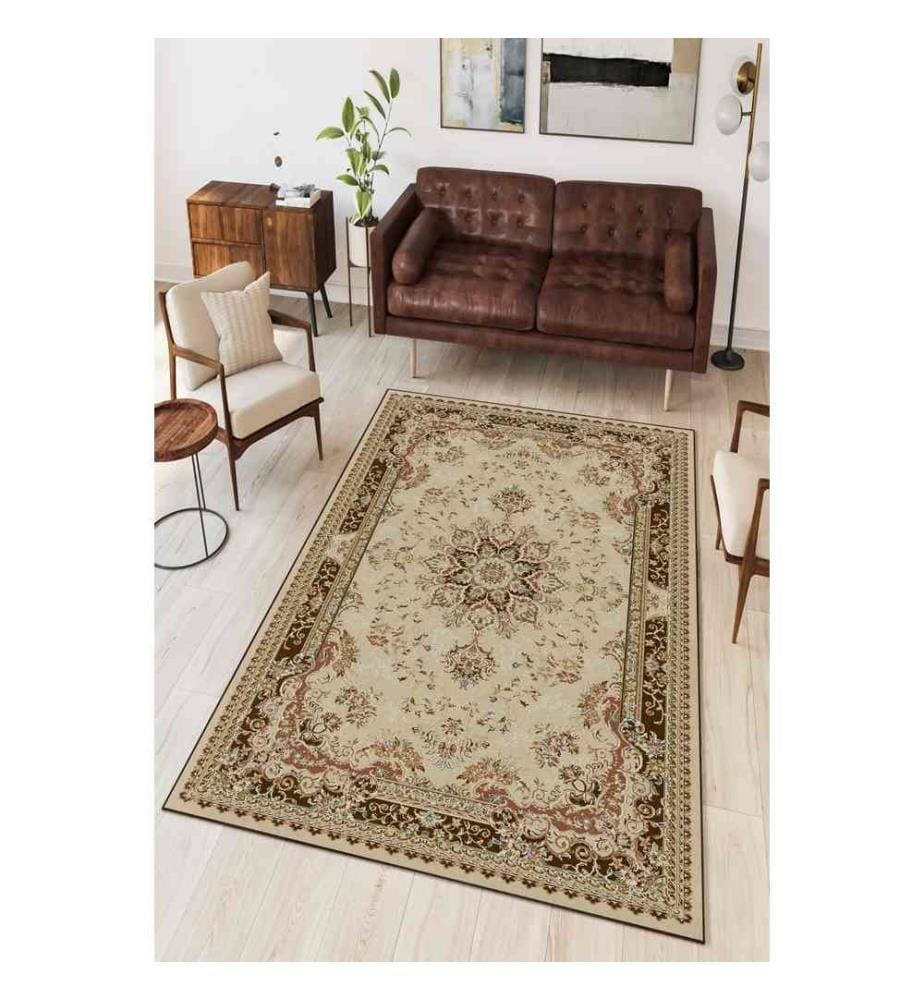 Tapis, Beige, Cream, Camel, 100% Polyester, 60 x 100 cm