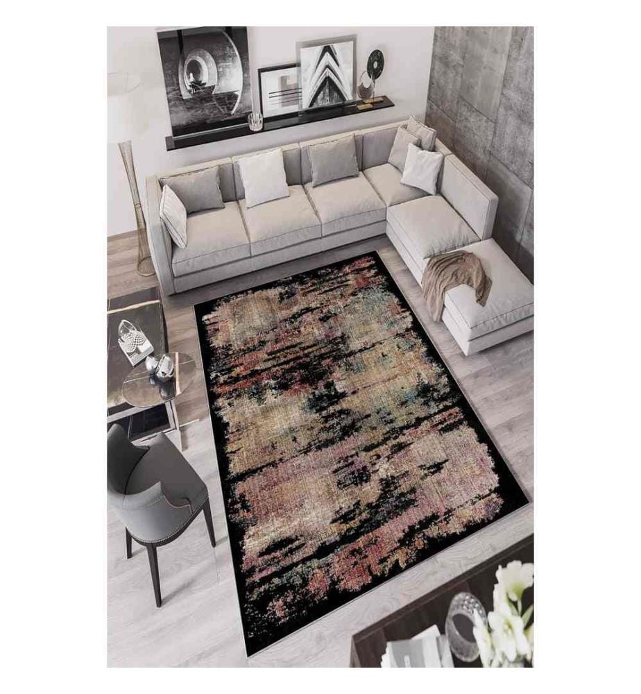 Tapis, noir, 100% polyester, 60 x 100 cm