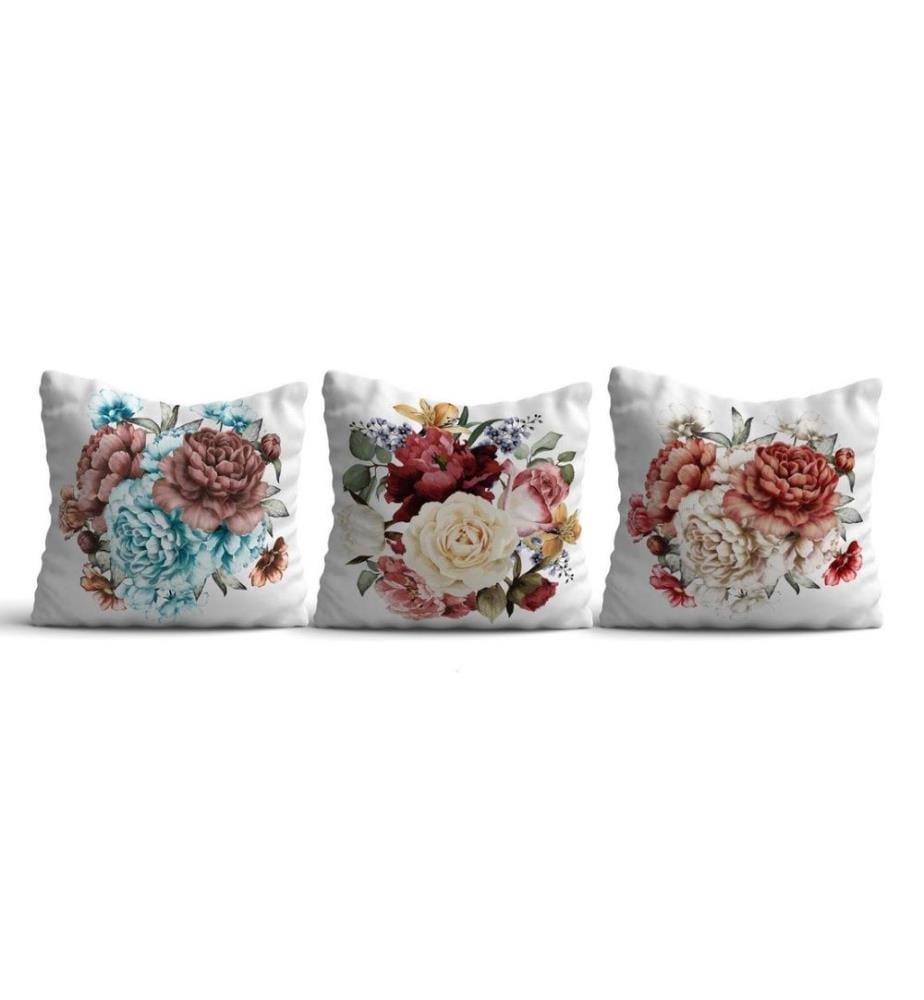 Set de housses de coussin, 3 pièces, Multicolore, 50% coton - 50% polyester
