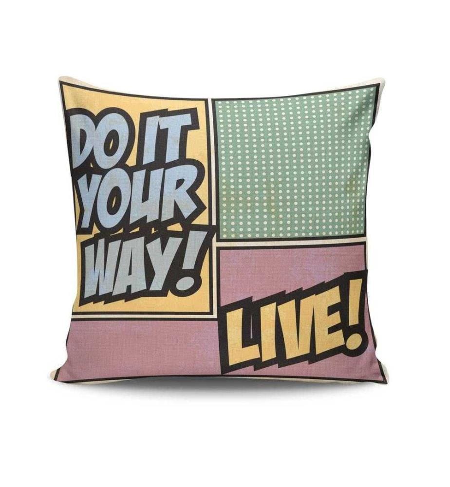 Housse de coussin, Multicolore, 50% coton - 50% polyester
