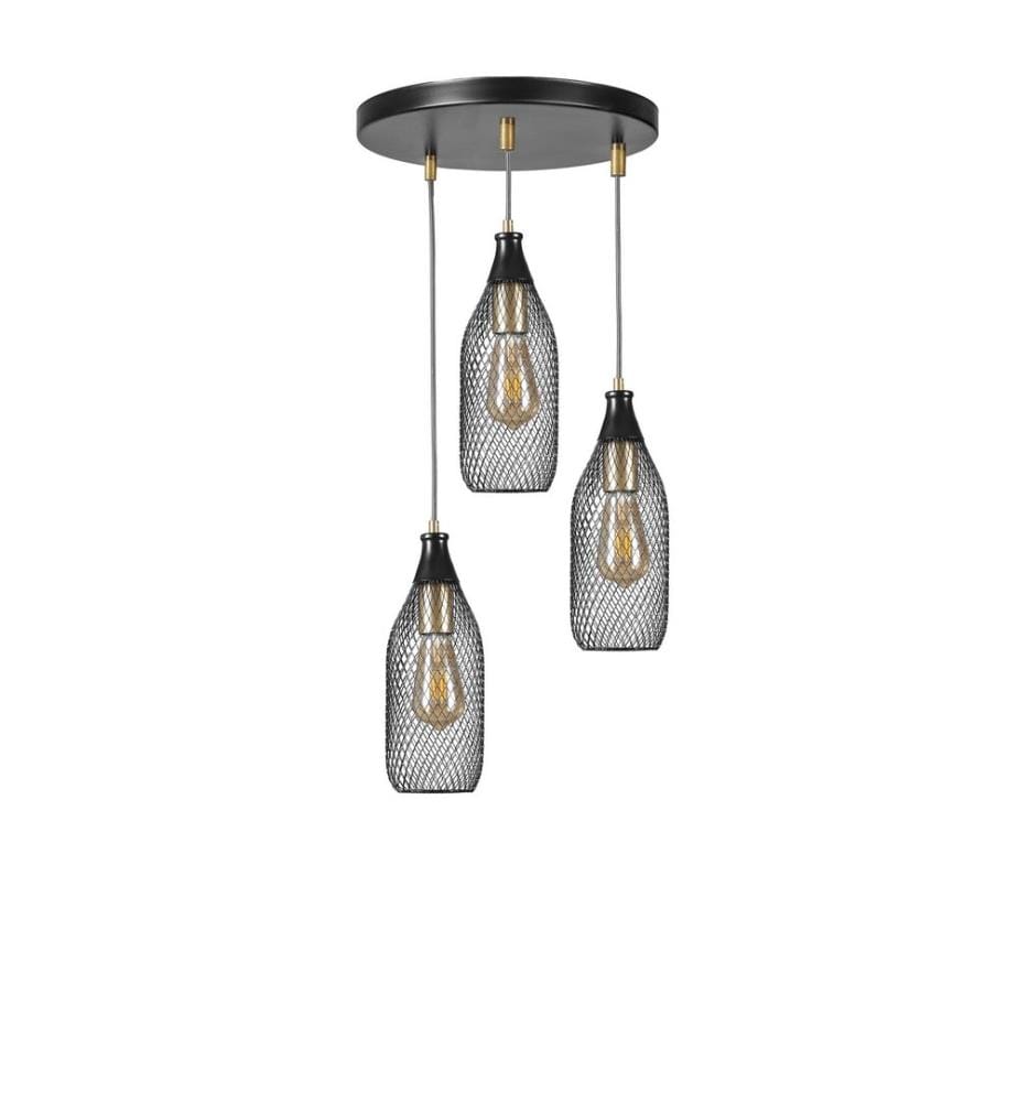 Lustre, Noir, Corps en Métal, Chapeau en Métal