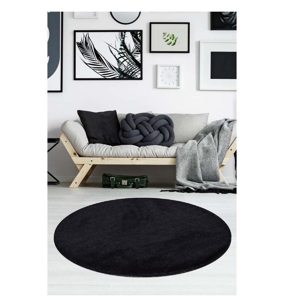 Tapis, 90 cm, , noir, acrylique, 18-30 mm hauteur des poils