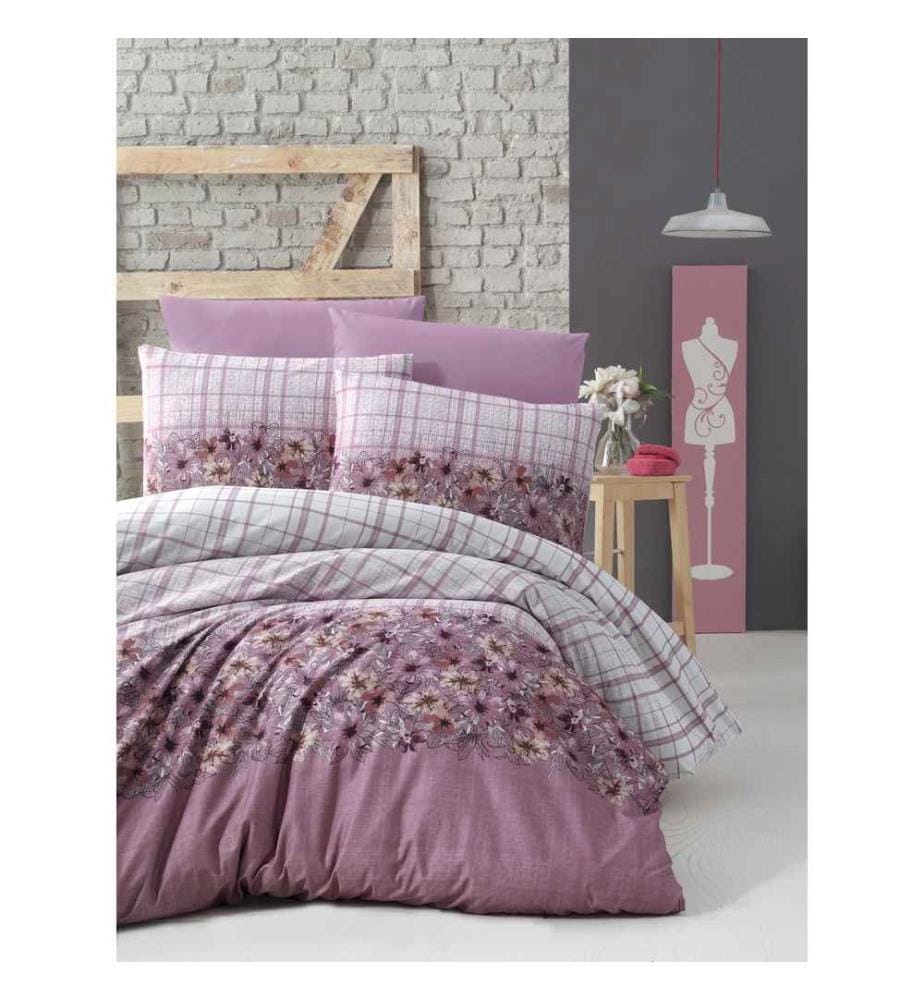Ranforce Single Quilt Cover Set, Rose White Brown Orange, Cotton Ranforce
