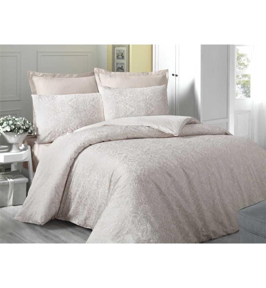 Housse de couette Satin King, Crème, 100% coton Satin