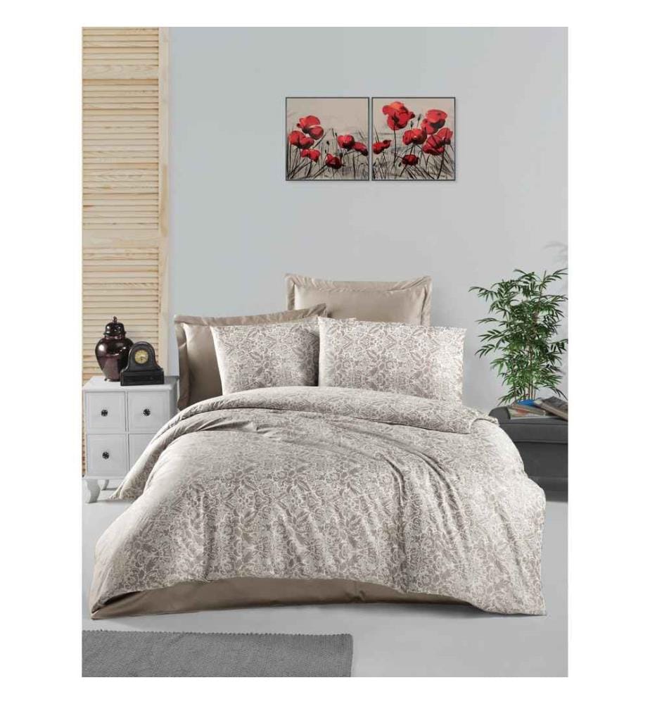 Satin King Quilt Cover Set , Cappuccino, 100% Cotton Satin