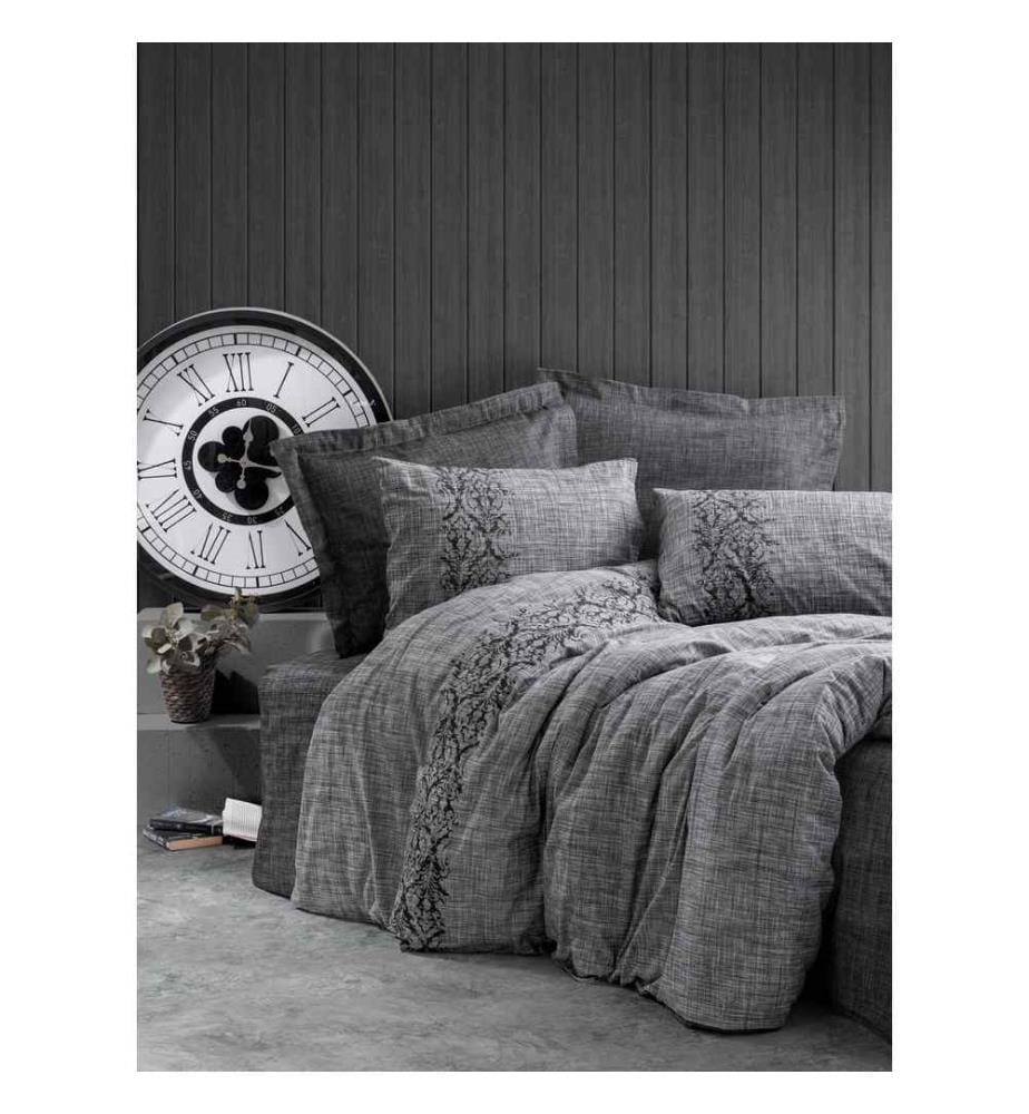 Ranforce Single Quilt Cover Set, Grey, 100% Cotton Ranforce