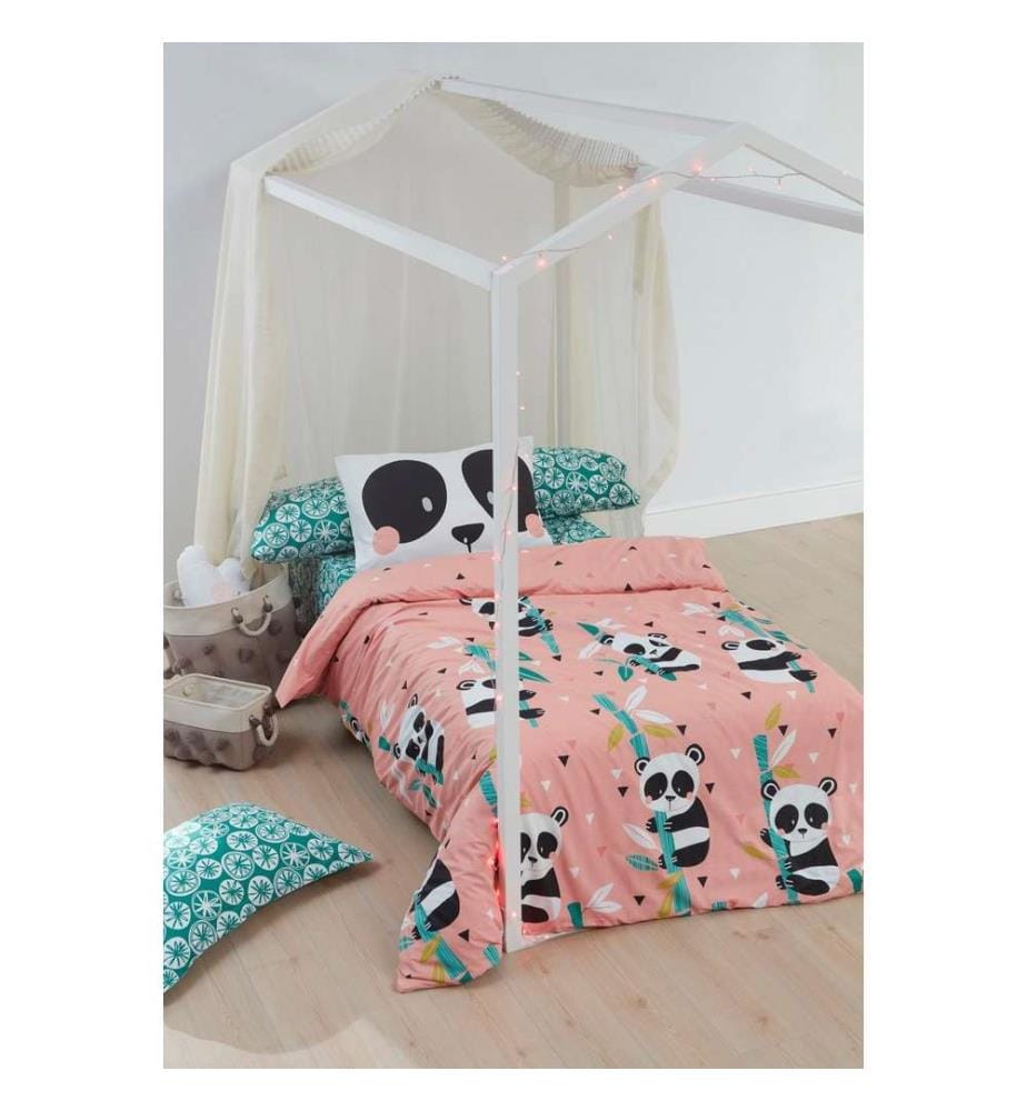 Housse de couette simple, rose, 65% coton - 35% polyester