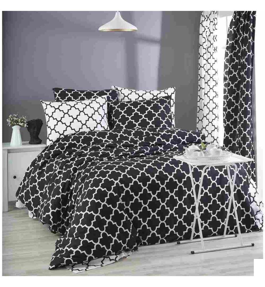 Ranforce Super King Quilt Cover Set , Black, White, 100% Cotton Ranforce