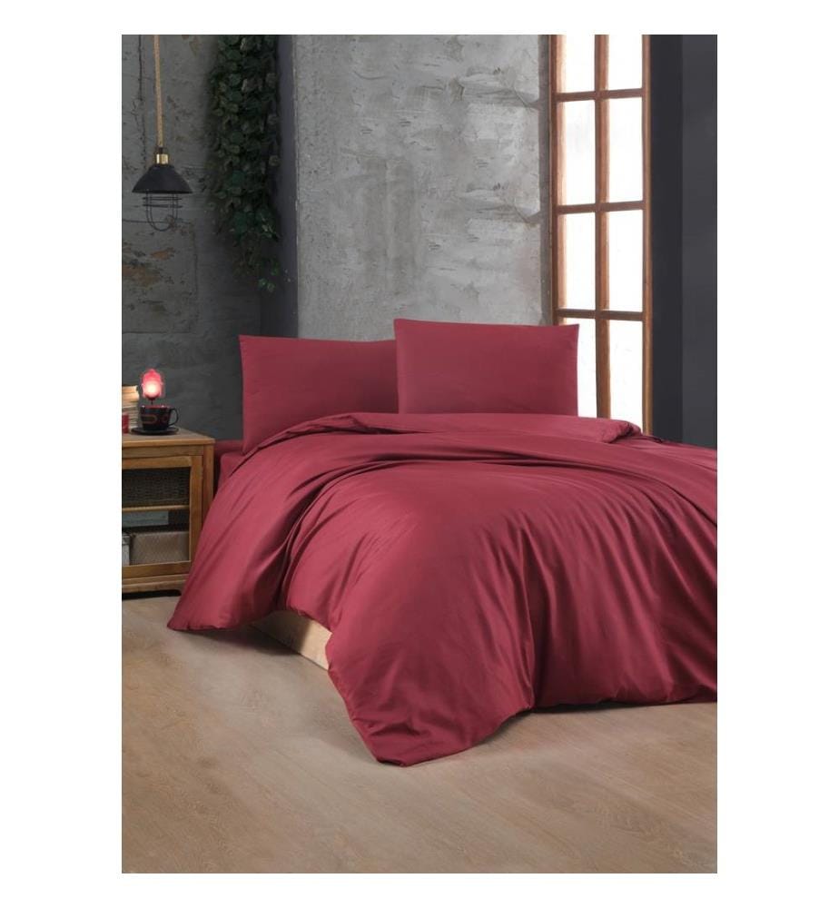 Ranforce Single Quilt Cover Set, Maroon, Cotton Ranforce, 117gr-m²,
