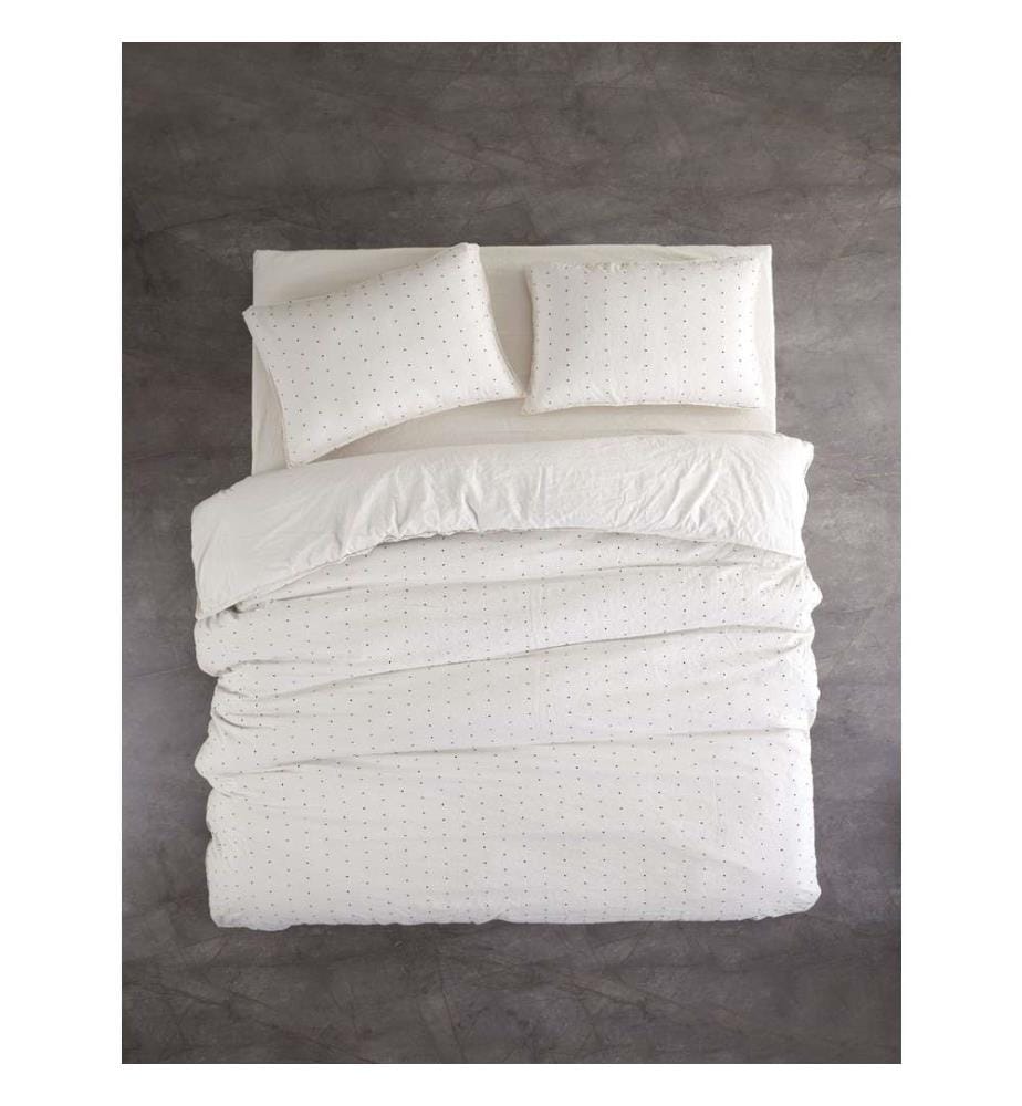 Ranforce King Quilt Cover Set , Cream, Black, 100% Cotton Ranforce, Garmentwash