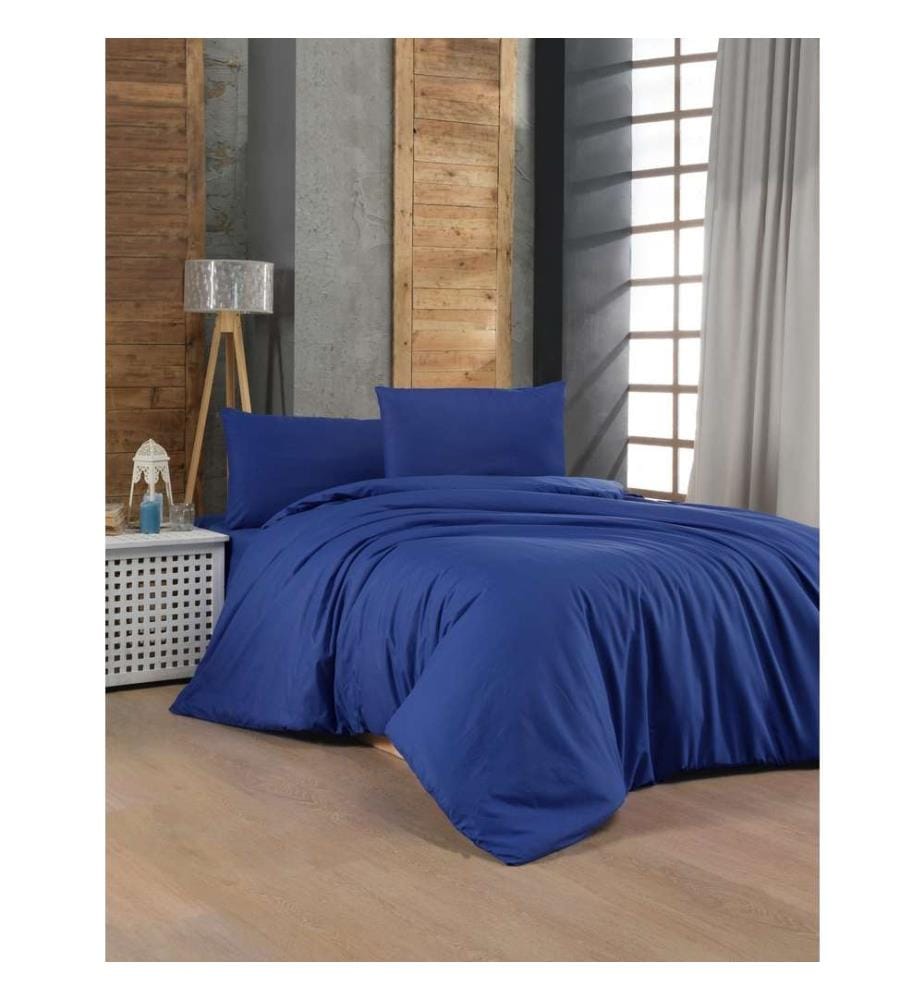 Ranforce Single Quilt Cover Set , Dark Blue, 100% Cotton Ranforce
