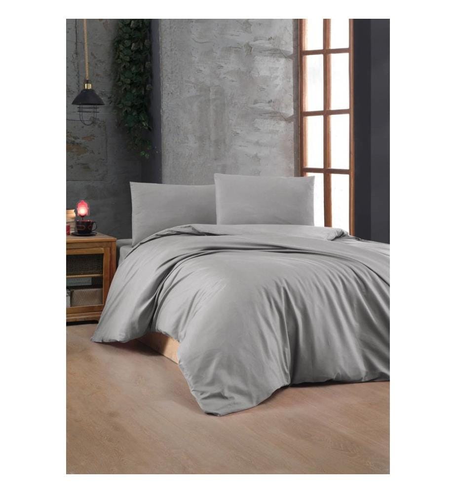 Ranforce Single Quilt Cover Set, Grey, 100% Cotton Ranforce