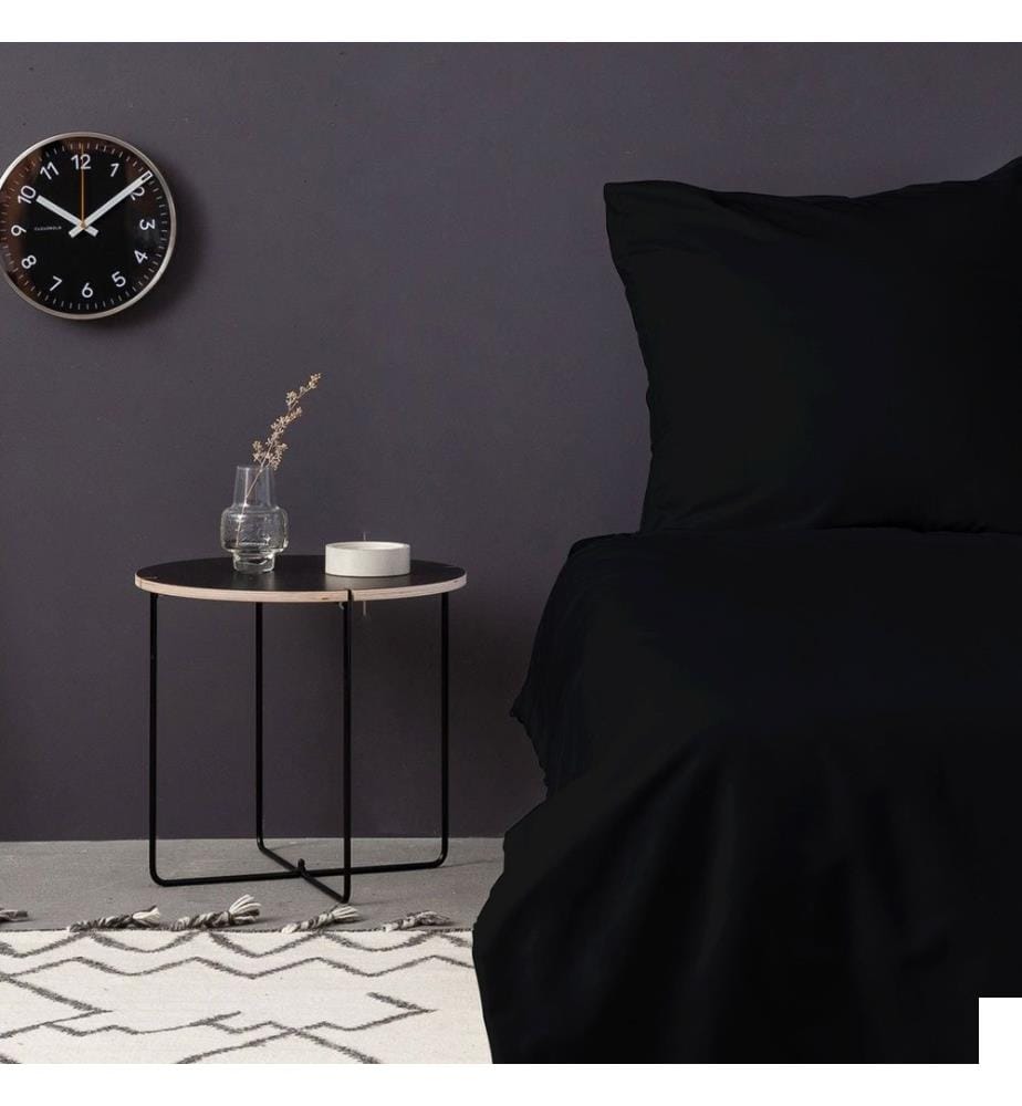 Satin Single Quilt Cover Set, Black, 100% Cotton Satin