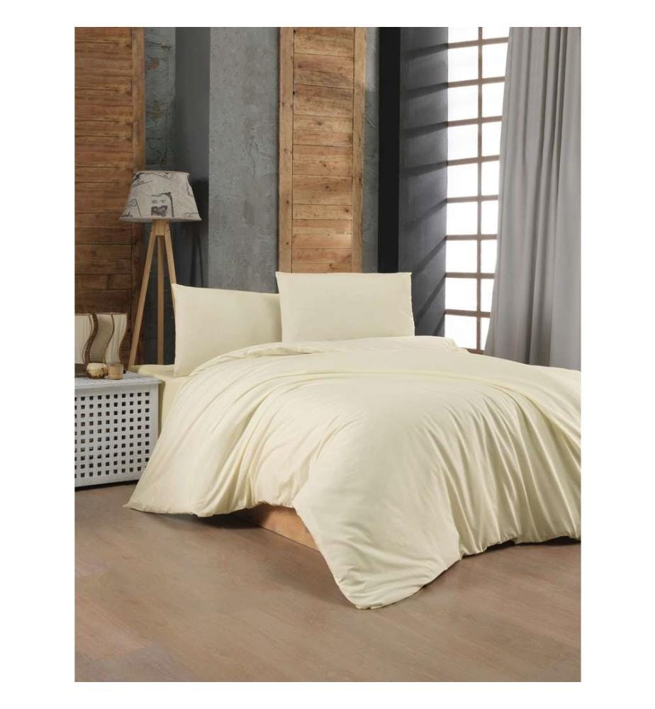 Ranforce King Quilt Cover Set, Cream, 100% Cotton Ranforce
