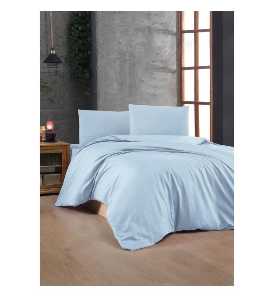 Ranforce Super King Quilt Cover Set, Light Blue, 100% Cotton Ranforce