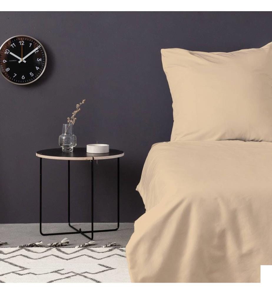 Housse de couette double en satin, beige, 100% coton satin