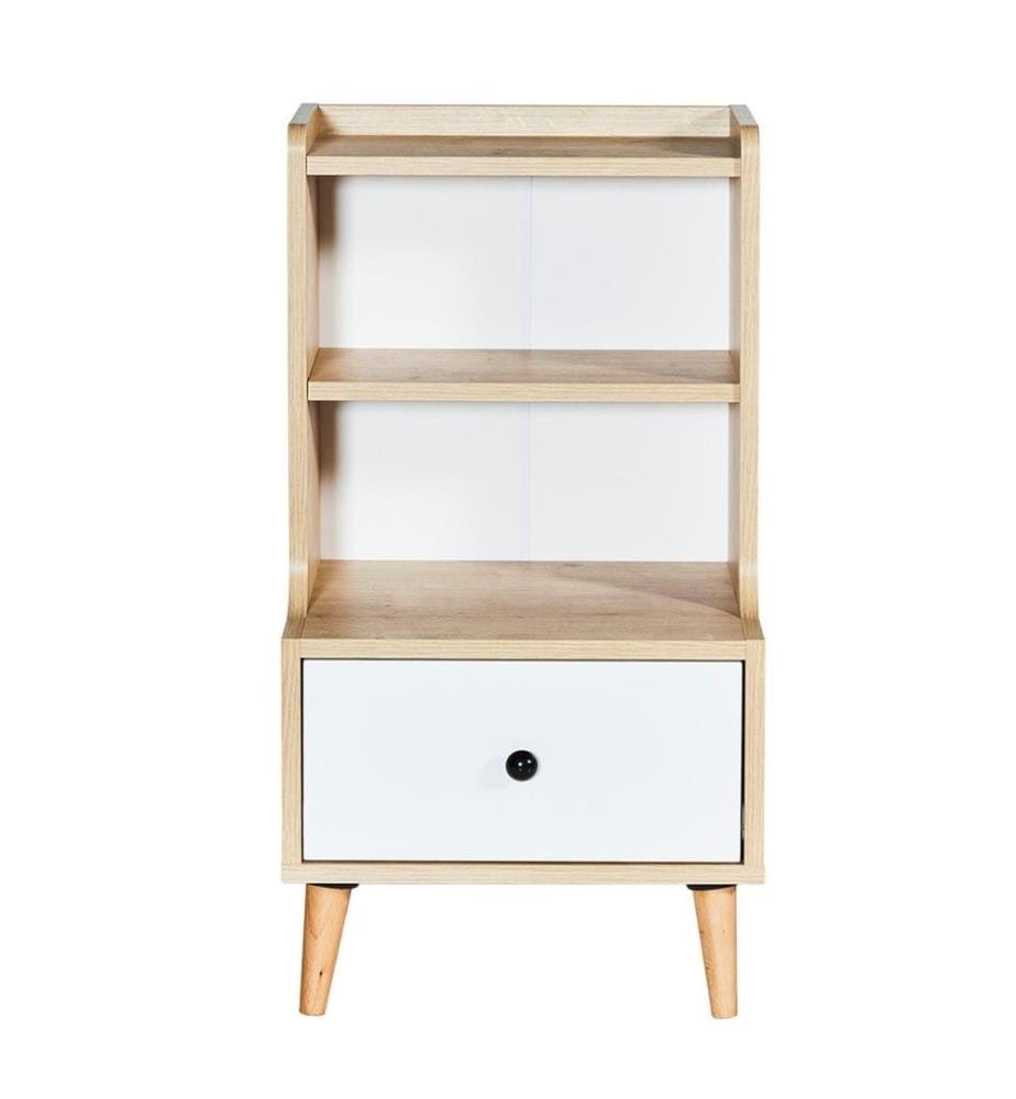 Table de nuit, Chêne Saphir Blanc, Panneau de particules mélaminé